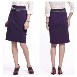 Anthropologie Girls From Savoy Purple Pencil Skirt w/ Velvet Ribbon Sz 0 NWT